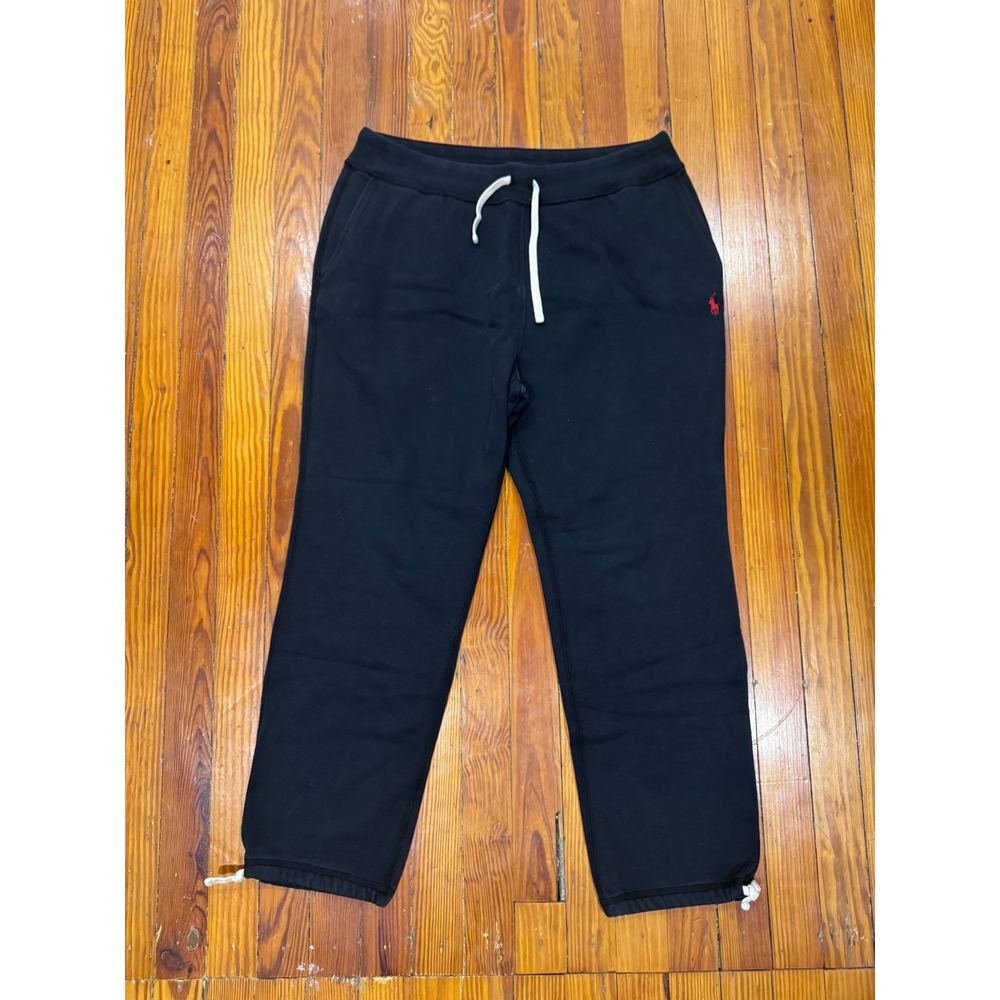 Polo Ralph Lauren Mens XL Black Fleece Sweatpants Red Pony Logo Drawstring